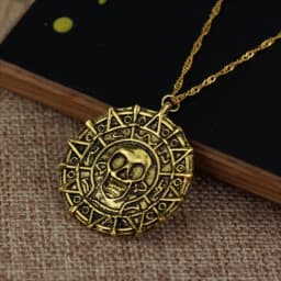 Pirates Of The Caribbean Necklace Jack Sparrow Aztec Skeleton Skull Heads Pendant Coin Medallion Vintage Jewelry wholesale