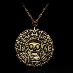 Pirates Of The Caribbean Necklace Jack Sparrow Aztec Skeleton Skull Heads Pendant Coin Medallion Vintage Jewelry wholesale