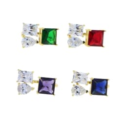 Geometric Square Rectangle Tear Drop Colorful CZ Ring Open Adjusted Multi Colors Women Finger Jewelry
