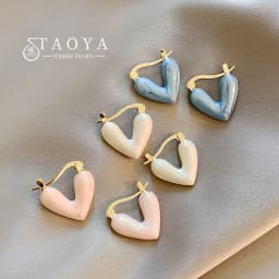 2025 New Design French Romantic Flowing Enamel Heart Pendant Earrings For Women‘s Sweet Romantic Jewelry Fashion Accessories
