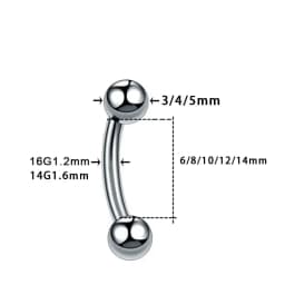 F136 Titanium Banana Curved Lip Navel Piercing 16g 6/8/10/12/14mm Eyebrow Curved Barbell Lip Ring Snug Daith Helix Rook Earring
