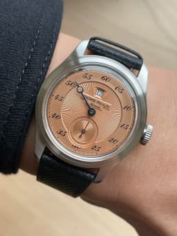 Spot goods NEW Pierre Paulin Jumping Hour Men Watch Salmon Dial Automatic St17 Mechanical Watch Vintage Bonklip bracelet