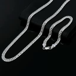 Fashion Original Brand 925 Stamped Silver Color Man 6MM Geometric Chain Bracelets Neckalces for Women Party Wedding Jewelry Sets