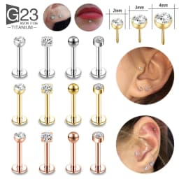 10pcs G23 Titanium Labret Piercing 16G Lip Ring Crystal Lip Piercing Tragus Earring Cartilage Stud Body Pircing Jewelry