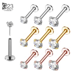 10pcs G23 Titanium Labret Piercing 16G Lip Ring Crystal Lip Piercing Tragus Earring Cartilage Stud Body Pircing Jewelry
