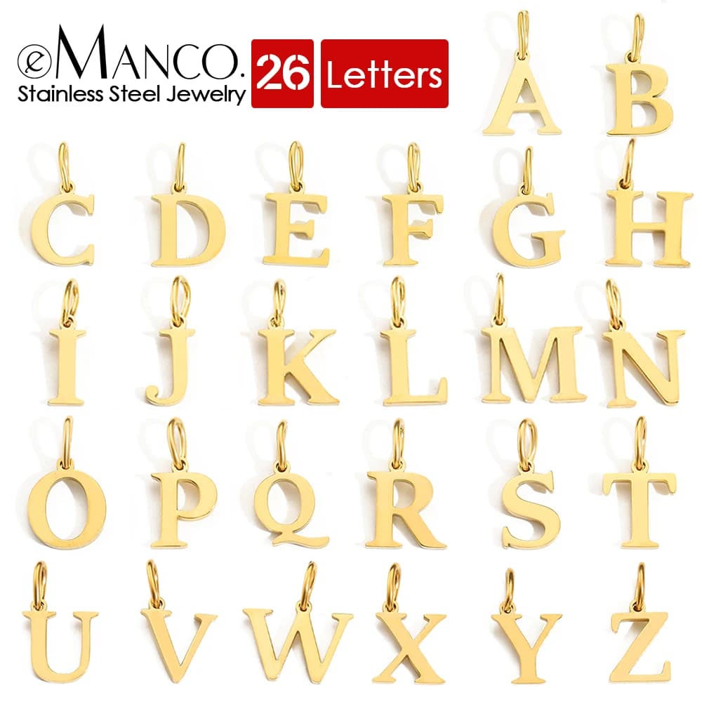 EMANCO Initial Alphabet Pendant Stainless Steel Charms for Making Necklace Minimalism Accessories Women's Jewelry Wholesale