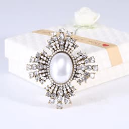 Baroque Vintage Cross Pearl Rhinestone Brooches Pins For Women Lady Luxury Exquitsite Badges Retro Wedding Party Corsage Brooch