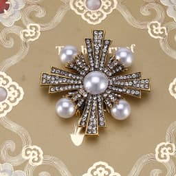 Baroque Vintage Cross Pearl Rhinestone Brooches Pins For Women Lady Luxury Exquitsite Badges Retro Wedding Party Corsage Brooch