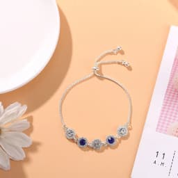Korean New Luxury Crystal Flower Cubic Zirconia Pendant Bracelet Women Round Butterfly Shiny Rhinestone Bangle Jewelry