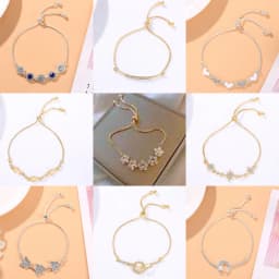 Korean New Luxury Crystal Flower Cubic Zirconia Pendant Bracelet Women Round Butterfly Shiny Rhinestone Bangle Jewelry