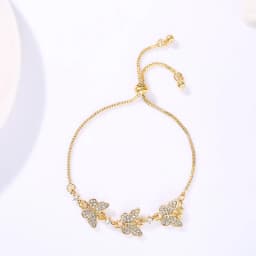 Korean New Luxury Crystal Flower Cubic Zirconia Pendant Bracelet Women Round Butterfly Shiny Rhinestone Bangle Jewelry