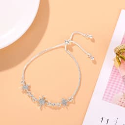 Korean New Luxury Crystal Flower Cubic Zirconia Pendant Bracelet Women Round Butterfly Shiny Rhinestone Bangle Jewelry