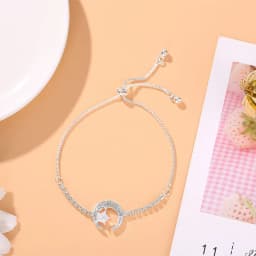 Korean New Luxury Crystal Flower Cubic Zirconia Pendant Bracelet Women Round Butterfly Shiny Rhinestone Bangle Jewelry