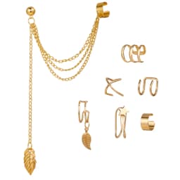 12PC Creative Gold Color Leaves Clip Earrings for Women Men Simple C Ear Cuff No Piercing Ear Ear Clip Set Trend Jewelry Gift