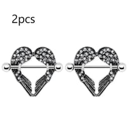 1 Pair Stainless Steel Punk Nipple Piercing for Women 14G Black Rose Flower Heart Nippie Ring Sexy Body Piercing Jewelry