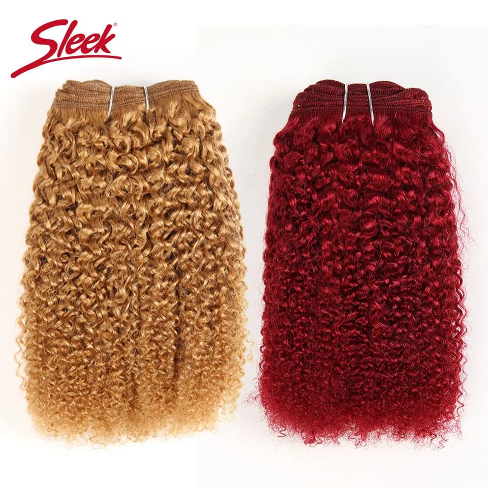 Sleek Afro Kinky Weave Curly Hair 1 Piece Only Brazilian Human Hair Weave Bundles Deal #27 #30 Red Remy Hair Extension Free Ship