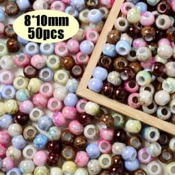 Colorful Pony Beads Fashion Big Hole Beads Kids DIY Bracelet Necklace Making HandCrafts Girls Hair Beads Wholesale