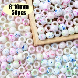 Colorful Pony Beads Fashion Big Hole Beads Kids DIY Bracelet Necklace Making HandCrafts Girls Hair Beads Wholesale