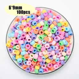 Colorful Pony Beads Fashion Big Hole Beads Kids DIY Bracelet Necklace Making HandCrafts Girls Hair Beads Wholesale