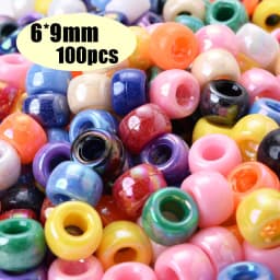 Colorful Pony Beads Fashion Big Hole Beads Kids DIY Bracelet Necklace Making HandCrafts Girls Hair Beads Wholesale