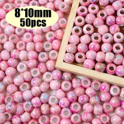 Colorful Pony Beads Fashion Big Hole Beads Kids DIY Bracelet Necklace Making HandCrafts Girls Hair Beads Wholesale