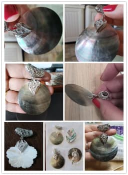 Natural Stone Shell Pendant Exquisite Round Charms For Jewelry Making Charms DIY Necklace Accessory