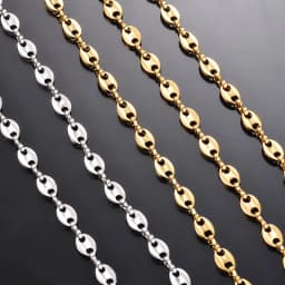 1 Piece Stainless Steel Hip Hop Coffee Bean Chains Necklaces Pig Nose Chains Bracelets Punk Necklace