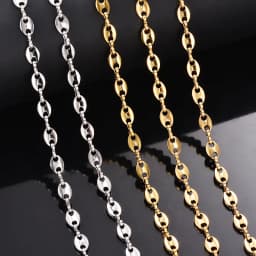 1 Piece Stainless Steel Hip Hop Coffee Bean Chains Necklaces Pig Nose Chains Bracelets Punk Necklace