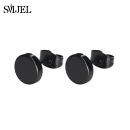 Multiple Black Stainless Steel Stud Earrings for Women Men Simple Volleyball Music Leaf Star Geometric Earings Jewelry Punk Gift