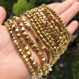 AAA+ Color Retention Gold Plated Natural Hematite Beads Round Cube Cylinder Loose Rondelle Beads For Jewelry Making DIY Bracelet