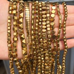 AAA+ Color Retention Gold Plated Natural Hematite Beads Round Cube Cylinder Loose Rondelle Beads For Jewelry Making DIY Bracelet