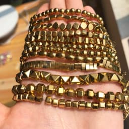AAA+ Color Retention Gold Plated Natural Hematite Beads Round Cube Cylinder Loose Rondelle Beads For Jewelry Making DIY Bracelet