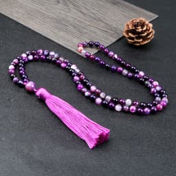 108 Mala Beaded Tassel Necklace Tiger Eyes Turquesa Meditation Yoga Jewelry Women Malachite Bohemian Ethnic Amazonite Necklace