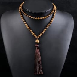 108 Mala Beaded Tassel Necklace Tiger Eyes Turquesa Meditation Yoga Jewelry Women Malachite Bohemian Ethnic Amazonite Necklace