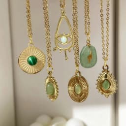 Daisy Natural Stone Hollow Eyes Pendant Water Drop Gold Color Chain Necklace for Women Stainless Steel Jewelry HangZhi 2022 New