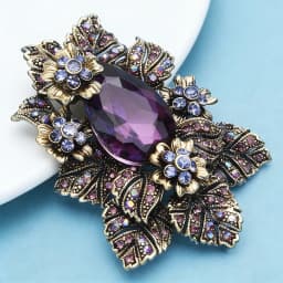 Wuli&baby Purple Crystal Palace Style Flower Brooches For Women Rhinestone Party Office Brooch Pins Gifts