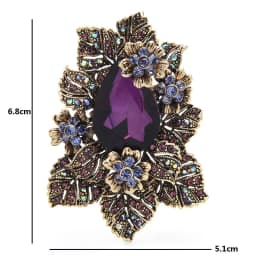 Wuli&baby Purple Crystal Palace Style Flower Brooches For Women Rhinestone Party Office Brooch Pins Gifts