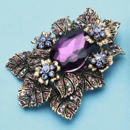 Wuli&baby Purple Crystal Palace Style Flower Brooches For Women Rhinestone Party Office Brooch Pins Gifts