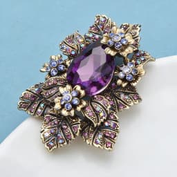 Wuli&baby Purple Crystal Palace Style Flower Brooches For Women Rhinestone Party Office Brooch Pins Gifts