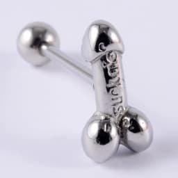 1PC Punk Tongue Nail Middle Finger Surgical Steel Anodizing Prevent Allergic Tongue Barbells Sexy Unisex Body Piercing Jewelry