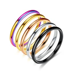 2mm Thin Rings For Man Women Solid Stainless Steel Minimalist Ring Elegant Party Tail Ring Couple Rings