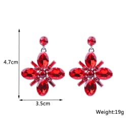 Red Flower Dangle Earrings for Women Metal Butterfly Hanging Earrings Exaggerated Ear Jewelry Trend New Pendientes Mujer