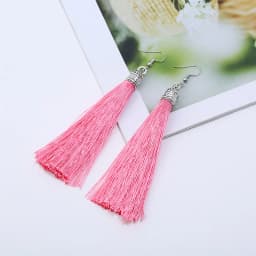 Bohemian Long Tassel Drop Dangle Earrings For Women Girl Red Blue White Silk Fabric Ethnic Vintage Earrings Fashion Jewelry Gift