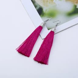 Bohemian Long Tassel Drop Dangle Earrings For Women Girl Red Blue White Silk Fabric Ethnic Vintage Earrings Fashion Jewelry Gift