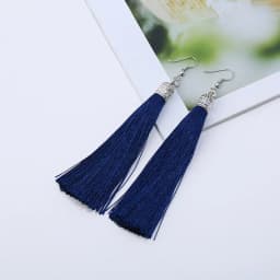 Bohemian Long Tassel Drop Dangle Earrings For Women Girl Red Blue White Silk Fabric Ethnic Vintage Earrings Fashion Jewelry Gift