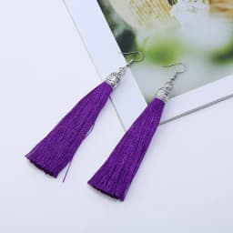 Bohemian Long Tassel Drop Dangle Earrings For Women Girl Red Blue White Silk Fabric Ethnic Vintage Earrings Fashion Jewelry Gift