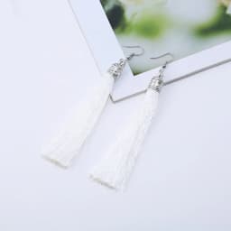 Bohemian Long Tassel Drop Dangle Earrings For Women Girl Red Blue White Silk Fabric Ethnic Vintage Earrings Fashion Jewelry Gift