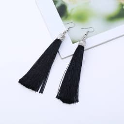 Bohemian Long Tassel Drop Dangle Earrings For Women Girl Red Blue White Silk Fabric Ethnic Vintage Earrings Fashion Jewelry Gift
