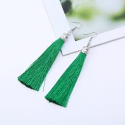Bohemian Long Tassel Drop Dangle Earrings For Women Girl Red Blue White Silk Fabric Ethnic Vintage Earrings Fashion Jewelry Gift