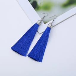 Bohemian Long Tassel Drop Dangle Earrings For Women Girl Red Blue White Silk Fabric Ethnic Vintage Earrings Fashion Jewelry Gift